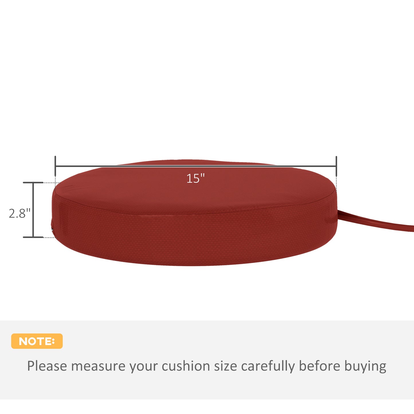 Patio Chair Cushions Set Of 4 Round Seat Cushions For Dining Bistro Chairs Machine Washable, 15 X 15 X 3, Wine Red
