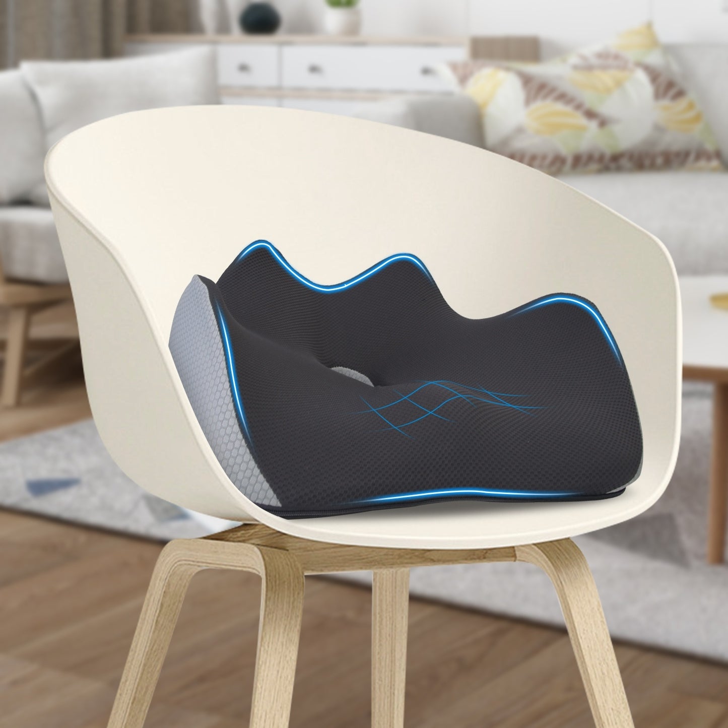 1Pc Memory Foam Seat Cushion Sciatica Pain Relief Cushion Pillow Seat Cushion With Machine Washable Cover For Home Office Car Wheelchair Airplane