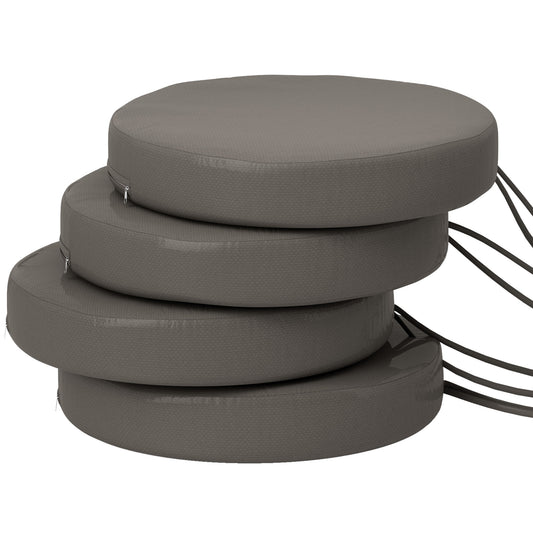 Patio Chair Cushions Set Of 4 Round Seat Cushions For Dining Bistro Chairs Machine Washable, 15 X 15 X 3, Dark Gray