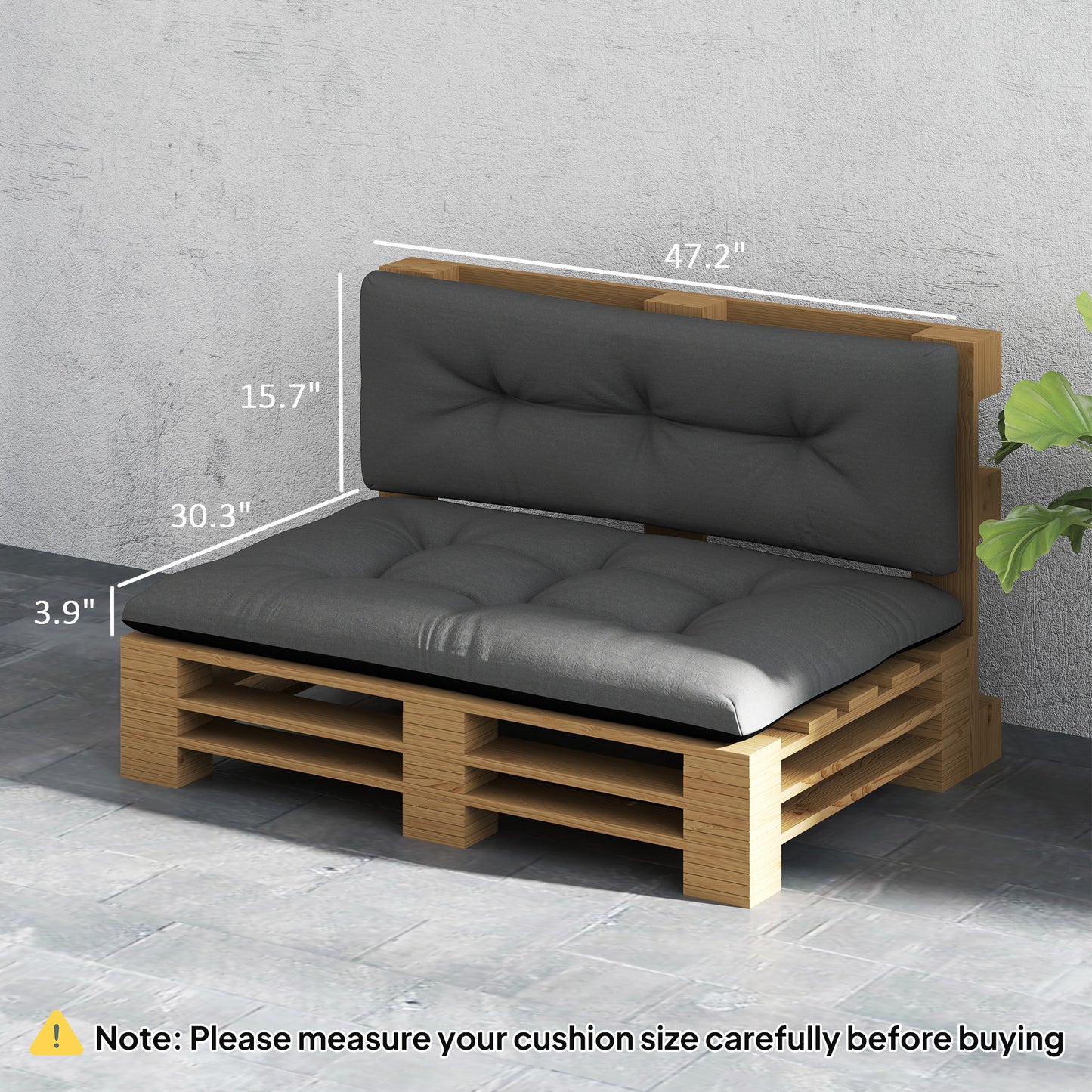 2 Seater Pallet Cushions Outdoor 3.9 Thick Replacement Cushions - Tufted Design For Garden, Patio, Black