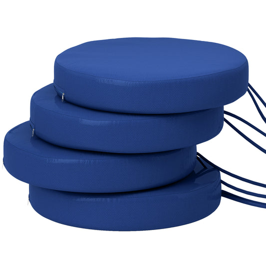 Patio Chair Cushions Set Of 4 Round Seat Cushions For Dining Bistro Chairs Machine Washable, 15 X 15 X 3, Navy Blue
